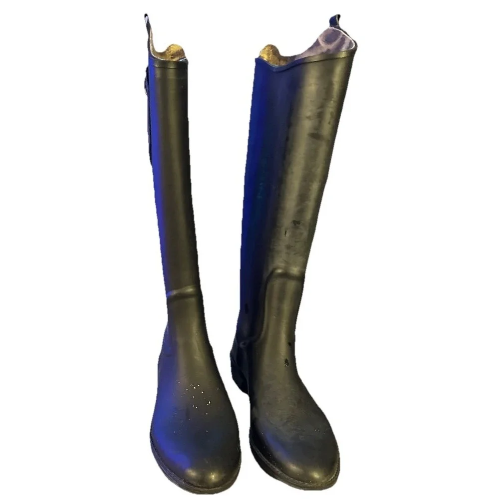 Sam Edelman Womens Ximon Tall Rubber Rain Boots Black Size 9M Pull-on Waterproof